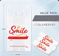 Sacs de courses en plastique réutilisables en PE avec logo personnalisé imprimé, poignée longue, pour supermarché, vente en gros