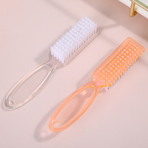 Cepillo de limpieza para uñas, 14,5x2,5x2,2 cm, pelo sintético plano, naranja transparente, para uso en decoración de uñas y belleza - Product Image 4