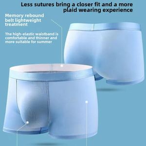 Ultra-Thin Summer <b>Boxer</b> Briefs for Men Seamless Ice Silk Cool Breathable Quick-Drying Mid-Waist Shorts Sexy Factory Direct - Product Image 2