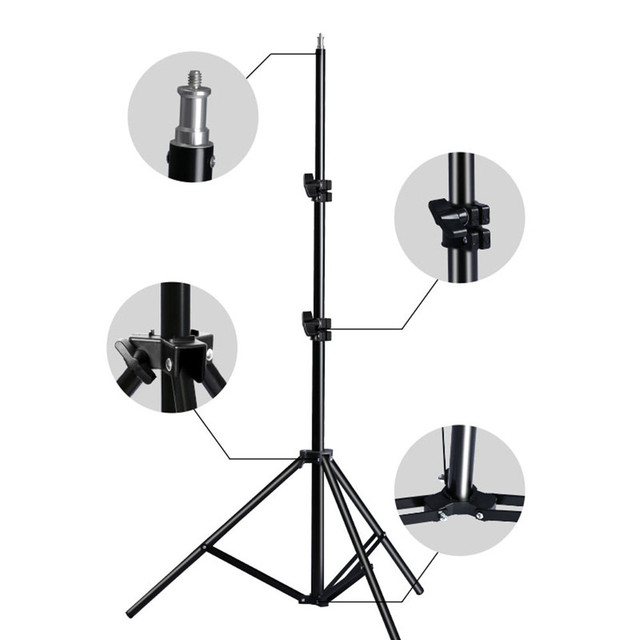 Adjustable 1/4 Screw Head 2000mm Professional Aluminum Alloy 3-Legged 5kg Load Capacity Photo Studio Light Stand Phone Tripod