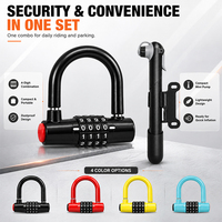 Ensemble combiné cadenas en U et mini-pompe à vélo, kit de sécurité antivol portable pour le cyclisme
