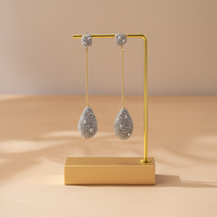 Boucles d'oreilles pendantes de luxe en laiton plaqué or 18 carats avec diamants et pierres précieuses, logo AB, pour femme, bijoux de soirée