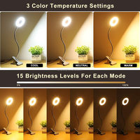 Lampe de bureau LED moderne à clipser, lumière blanc chaud, intensité réglable, protection oculaire, USB, flexible, lampe de lecture, dôme multifonctionnel avec loupe