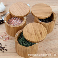 Boîte de rangement portable en bois pour thé, style moderne et luxueux, 90x76mm, baril de stockage de céréales domestique, boîte à sel, boîte à épices