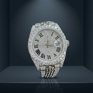 Iced Moissanite <b>Automatic</b> Luxury Round Hip Hop Watch Men Case Stainless Steel Band Glass 10 Bar Water Resistant Bracelet Clasp - Product Image 3