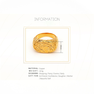 Nouveauté, prix compétitif, anneaux ovales de style glacé à texture d'écorce d'arbre pour femmes, tendance, couleur or 18 carats, bijoux de mode. - Product Image 5