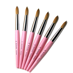 Pinceau à ongles en acrylique 100% Kolinsky avec manche en bois rose, logo personnalisé OEM pour l'art des ongles professionnel - Product Image 1