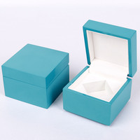 Boîte d'emballage de bijoux de luxe bleue à couvercle rabattable, personnalisable avec logo, pour collier à motif décalé