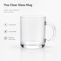 Tasse à café en verre transparent de 11 oz, imprimable par transfert thermique, pour impression de marque personnalisée, salons professionnels et impression graphique intégrale