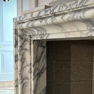 Cheminée en marbre pour alto Calacatta personnalisée sur fond blanc avec veines noires Design moderne pour salon <span class=keywords><strong>de</strong></span> luxe - Product Image 3