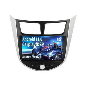 Tesla style Radio Player Android For Hyundai Solaris Verna 2010-2016 Carplay Car Stereo with GPS Navigation Radio Touch Screen