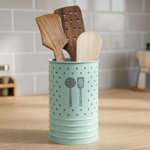Support de rangement de cuisine cylindrique en métal à pois pour ustensiles, style moderne, type sur pied - Product Image 6
