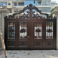 Porte d'entrée recourbée à la main, en acier moulé et Aluminium moulé, Portail mural à Double ouverture, nouvelle tendance