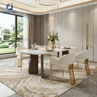 Ensemble de salle à manger en bois au design moderne et grand format, breveté, directement de l'usine, table à manger en marbre de luxe sur mesure, nouveau design, mobilier d'appartement OEM