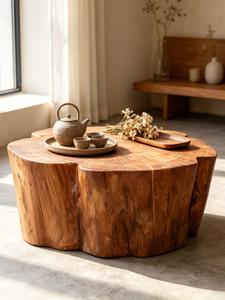 <span class=keywords><strong>Tavolino</strong></span> da Caffè in <span class=keywords><strong>Legno</strong></span> Massello Stile Zen Wabi-sabi Mid-century, Sgabello/Tronco in <span class=keywords><strong>Legno</strong></span> Creativo a Forma Naturale Ispirato agli Alberi per Ville - Product Image 4