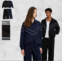 Ensemble de veste et pull pour homme, style streetwear, ample, léger, en polyester/coton, avec col montant et blocs de couleur contrastés, vente en gros