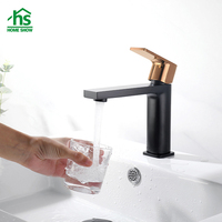 Robinet de lavabo à col haut, monocommande, en laiton noir mat, avec cartouche céramique, design contemporain, à poser sur le comptoir, pour salle de bain
