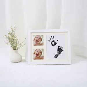 marco de foto de bebé Suppliers-Marco de foto para bebé recién nacido, regalo de celebración de nacimiento, arcilla, estampado a mano, huellas de bebé, Kit de recuerdo, marco de foto