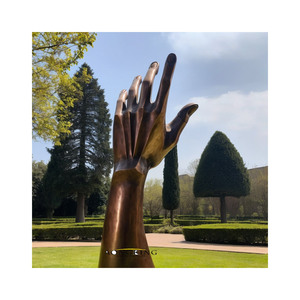 Statua del parco di grandi dimensioni bronzo pregando mani scultura - Product Image 3