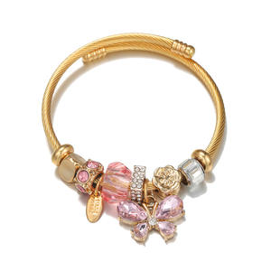 Braccialetto con ciondoli a farfalla romantica all'ingrosso regola le dimensioni braccialetto con ciondoli fai da te in acciaio inossidabile braccialetto alla moda da donna - Product Image 3