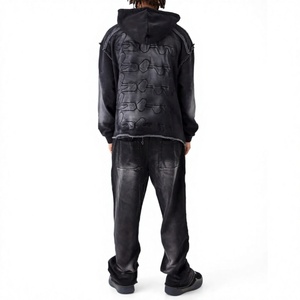 Chándal con Capucha para Hombre, Degradado Sólido, Manga Larga, Corte Regular, Estilo Urbano, 100% Algodón, Transpirable, Informal de Invierno - Product Image 2