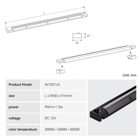 Lumières de placard LED à détecteur de mouvement PIR en profilé d'aluminium moderne, germicides UV, écologiques, CRI élevé 90, DC 12V