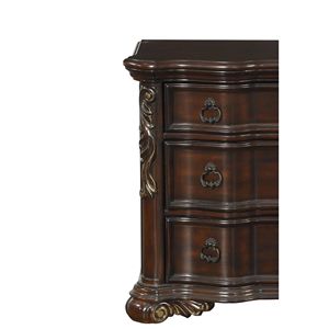 DB Royal Bedroom Modern Cherry Finish Mesita de noche de 3 cajones con tiradores de anillo Muebles tradicionales de madera para el hogar para sala de estar - Product Image 5