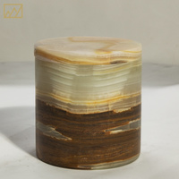 Bougeoir en pierre d'onyx vert pour décoration de la maison personnalisé vide unique nouveau design de pot de bougie en marbre personnalisé avec couvercle