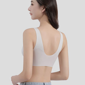 Sujetador sin costuras de <span class=keywords><strong>amino</strong></span>ácidos con copas fijas, tirantes anchos inalámbricos finos para los hombros, sujetador de gelatina Estilo Chaleco Sexy, lencería cómoda - Product Image 5