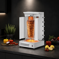 Nouvelle Machine à Kebab Rotative Commerciale à Gaz, Double Style, 5 Brûleurs, 10 Plaques, pour Restaurant, Fabrication de Shawarma, Usage Commercial
