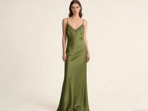 slim fit dress slacks Netty Avocado Green Floral Puff Sleeve Midi Dress – Forbes Fashions