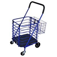 Chariot de supermarché en métal robuste, chariot de supermarché pliable, vente en gros