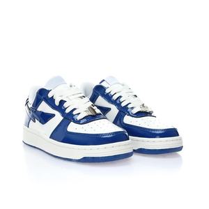 Chaussures de skate décontractées rétro à plateforme pour hommes, en cuir véritable respirant, style étoile bleue, avec lacets, vente en gros - Product Image 3