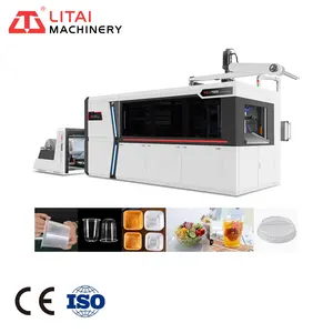 Fully Auto Servo Drive Thermoforming Machine For Making Disposable Plastic Plate And Food Cups Lid Cover