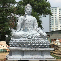 BLVE grandeur nature extérieur Temple décoration sculptée à la main bouddhiste Statue religieuse marbre blanc Bouddha Sculpture