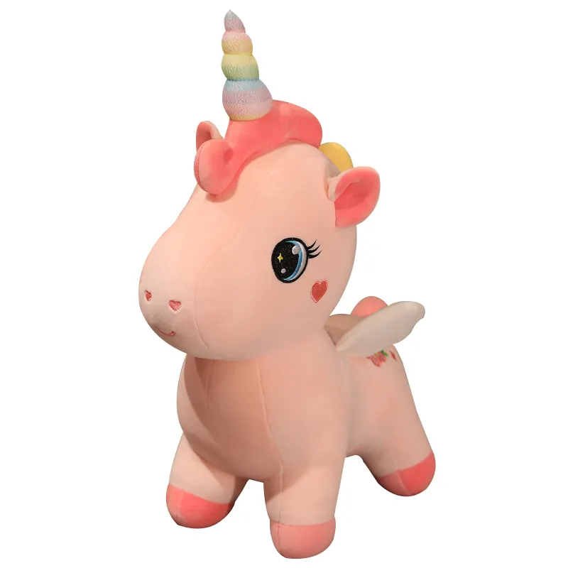 Mainan Lembut Boneka Anak Lucu Unicorn, Tas Hadiah Cantik Pelangi Lucu Kartun Ukuran Kustom Unicorn Boneka Hewan Besar