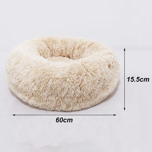 Yangyangpet suave calentamiento felpa tela perro mascota cama barata al por mayor Donut cama con patrón sólido calmante para perros - Product Image 3
