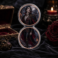 Ensemble de deux pièces de monnaie en cuivre pur de 1 oz, médaille double face 2D Château Gothique Vampire Chauve-souris pour collection de fantasy sombre et cadeau d'Halloween