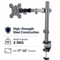 Nouveau support de moniteur colonne professionnel à bras unique pour bureau, construction robuste en acier, capacité de charge 10 kg, hauteur réglable