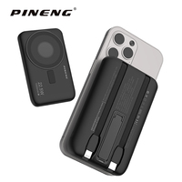 Batterie externe magnétique sans fil haute capacité 10000 mAh pour PN-701PD, charge rapide PD 18W, câbles intégrés, batterie Li-Polymère PVC