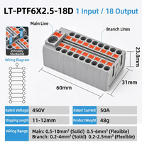 Connecteur de câblage à insertion directe LT-PTF6X2.5-6, bloc de distribution à enfichage rapide avec bornes d'entrée haute intensité pour armoire de commande
