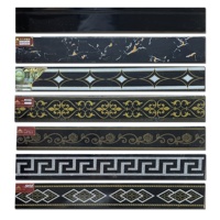 Carrelage de sol de bordure de mur en Chine, décoration de coin de mur, carrelage de plinthe brillant émaillé noir doré argenté