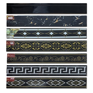 <span class=keywords><strong>Azulejos</strong></span> de Piso para Bordes, Decoración de Esquinas de Pared, Brillantes y Esmaltados, en Negro, Dorado y Plateado, para Zócalos - Product Image 4