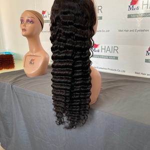 Perfecta para cabello natural con nudos pequeños transparentes, línea de cabello natural, cabello de bebé, popular textura de onda profunda, peluca frontal completa 13x4, 180% de densidad - Product Image 6