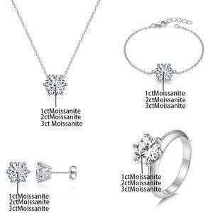 Set Perhiasan Moissanite Kupu-kupu Mewah Perak S925 1/2/3CT Enam Prong Solitaire Kalung Gelang Cincin Anting Stud GRA - Product Image 4