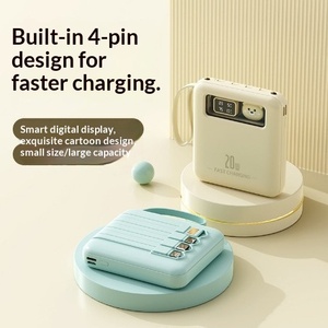 Nouvelle <span class=keywords><strong>batterie</strong></span> <span class=keywords><strong>externe</strong></span> transfrontalière en plastique de style dessin animé avec câble intégré, 10 000 mAh haute capacité, sorties USB multiples, logo <span class=keywords><strong>personnalisable</strong></span> - Product Image 1