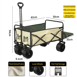 2 in 1 <b>Wagon</b> Table Camping <b>Cart</b> Foldable Outdoor Utility Trolley Portable Beach Picnic <b>Wagon</b> - Product Image 3