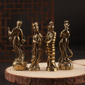 Brass Four Talented Women Figurines 4Pcs Handmade Tabletop <b>Decor</b> Home Office Ornament - Product Image 3