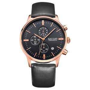 Nouvelle montre pour hommes bracelet en cuir véritable montre à quartz de sport étanche multifonctionnelle - Product Image 2