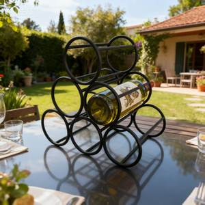 ポータブルアイアン自立型ワインラックミニカウンターホームバー掃除道具付き卓上食器金属素材 - Product Image 2